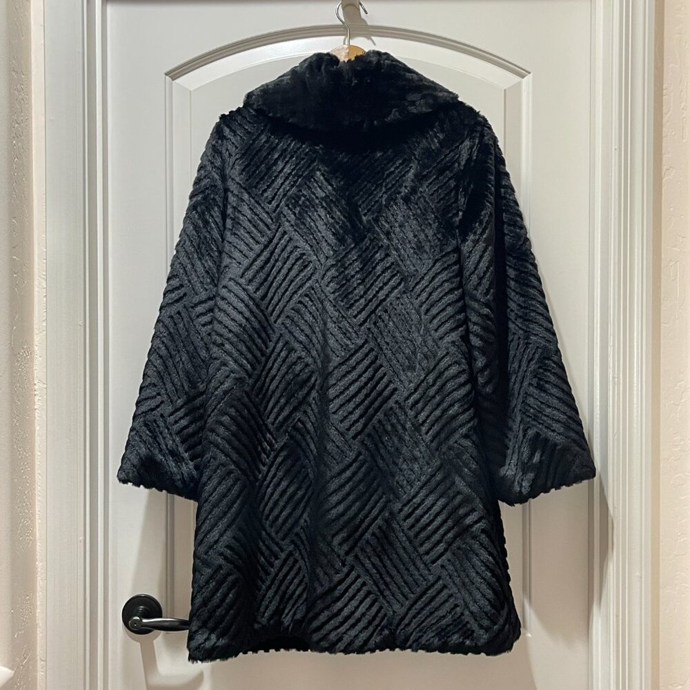 New Alpine Studio Black Faux Fur Coat Small Plush Soft - Picture 2 of 6